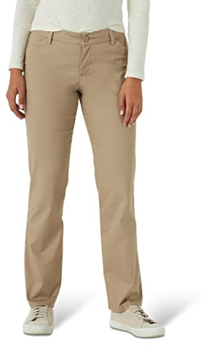 Lee Women's Wrinkle Free Relaxed Fit Straight Leg Pant, Flax, 8 Short