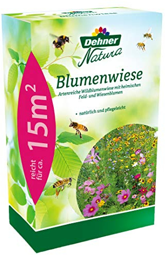 Dehner Natura Premium frön, blomäng, blomblandning lättskött, naturlig livsmiljö för bin/humlor/fjärilar, 0,22 kg, för ca 15 kvm