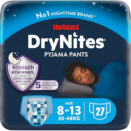 Huggies DryNites Nachtwindeln Jungen 8-13 Jahre, 27 Stück, Pyjama Pants