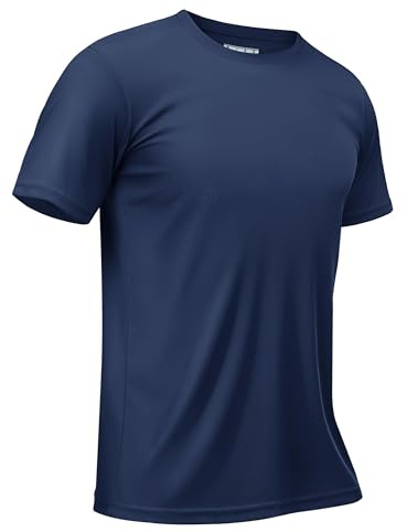 TACVASEN UV Shirt Herren Sportshirt Kurzarm Leicht Laufshirt Schwimmshirt Outdoor Tops Sonnenschutz, Marineblau, XL