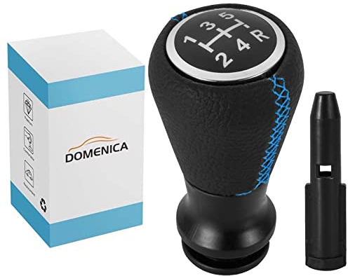 DOMENICA Pommeau de Levier de Vitesse Cuir Compatible pour Peugeot 106 107 205 206 207 301 306 307 308 406 407 408 508 605 806 807 2008 3008 5008 Citroen C2 C3 C4 C5 Picasso Saxo Xsara Elysee (Bleu)