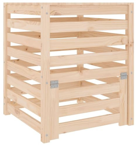 vidaXL Komposter, Gartenkomposter mit Latten-Design, Holzkomposter mit Deckel Klappe, Kompostbehälter Kompostsilo, Massivholz Kiefer