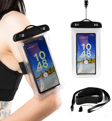 Custodia Impermeabile Smartphone 30M/IPX8, Universale Cover Subacquea Iphone, con Tracolla e Fascia per il Braccio, Custodia Impermeabile Iphone, 13/14/14 Pro/15/15 Pro, custodia mare