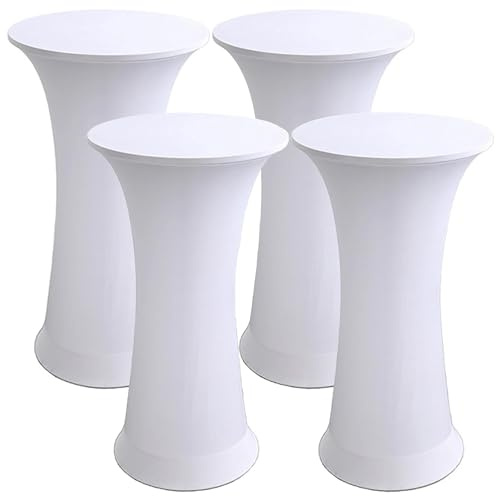 Stehtisch Hussen Stehtische Spandex Stretch Tischdecke, Für Tische Mit Rundem Boden Tische Mit Runder Fußplatte Runder Bistrotisch Stehtisch (White,60cm-4PCS)
