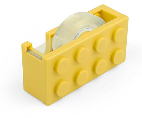 CHSEROK Dispensador Cinta Adhesiva, Forma Bloque Dispensador Cinta Embalaje, Amarillo Portarollo Cinta Adhesiva y Washi Tape, Dispensador Cinta Transparente para Corte Rápido Cinta