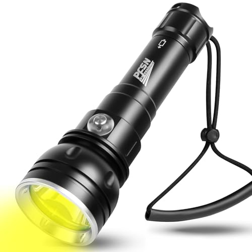 Linterna de buceo PFSN de 3000 lúmenes de luz amarilla, 150 m impermeable, 400 m de largo alcance, la mejor linterna submarina para buceo, espeleología, pesca submarina, caza
