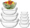 LYCN Glasschüssel Set aus 9 Schalen, Stapelbare Glasschalen für Mahlzeiten,Transparente Salatschüsseln für Kochen, Backen, Müsli, Desserts und Eis