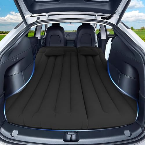 Handzee luftmadrass för bil, uppblåsbar säng kompatibel med Tesla Model Y, förtjockad bekväm hållbar, vikbar madrass för bagageutrymme/baksäte, luftsäng för sömn camping resor (svart)