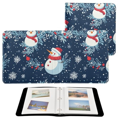 Libro fotografico per foto album fotografici per tutte le immagini di Natale, pupazzo di neve, pupazzo di neve, fiocchi di neve blu navy, pagine autoadesive 4x6, 5x7, 6x8 foto