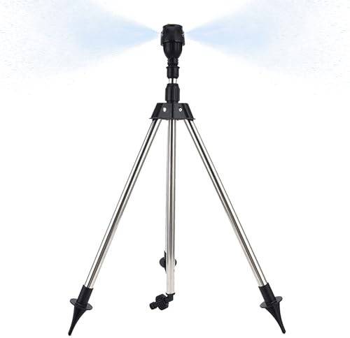 Aspersor de agua con trípode giratorio para exteriores, aspersor de trípode telescópico de jardín, aspersor de agua telescópico ajustable para jardín, boquilla de riego de 360 grados para riego