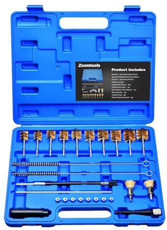Zoomtools 26pc Ensemble d'outils de nettoyage pour sièges d'injecteurs universels - Kit de nettoyage d'injecteurs - Ensemble de nettoyage à brosse pour moteurs diesel