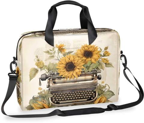 Kaifanee Laptoptasche, 40,6 cm, Messenger-Umhängetasche für Laptop oder Tablet, Vintage-Faxgerät, Sonnenblumen-Drucker, Business-Aktentasche, Geschenke für Männer und Frauen