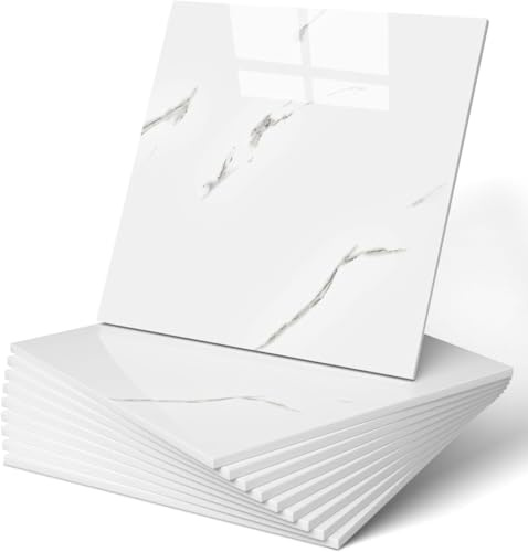 IFacaMei Lot de 20 Autocollants pour Carrelage 30 x 30 cm, Effet Marbre En PVC, Sticker Carrelage Imperméable à l'eau et Anti - Huile pour Cuisine, Salle de Bains et Toilettes