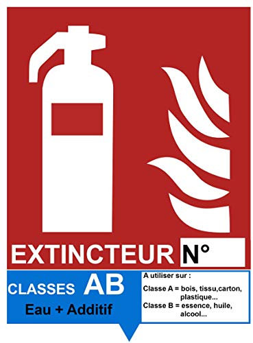 Autocollant vinyl - Signalétique extincteur AB Eau + Additif - L.150 x H.200 mm - 1