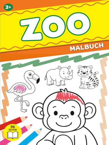Malbuch Zoo ab 3 Jahren: 48 Motive, dicke Linien, einseitig (kein Durchdrücken) – Geschenk für Mädchen & Jungen