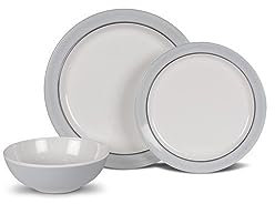 Kampa Classic Grey - Juego de 12 piezas de melamina antideslizante