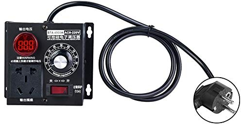 DEWIN Regolatore di Velocita Motore 220V,Regolatori di Tensione 220V AC 4000W Regolatore di Tensione del Motore di Velocità del Ventilatore Dimmer (EU Plug)