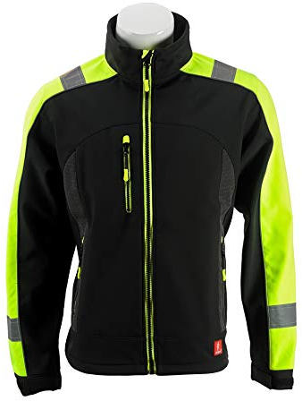 URGENT Softshell Arbeitsjacke GL-8364 wasserdicht Winddicht atmungsaktiv isoliert isolierter Reißverschluss Funktionsjacke Herren Outdoor Trekking Jacke elastisch schwarz mit gelben Elementen; (XL)
