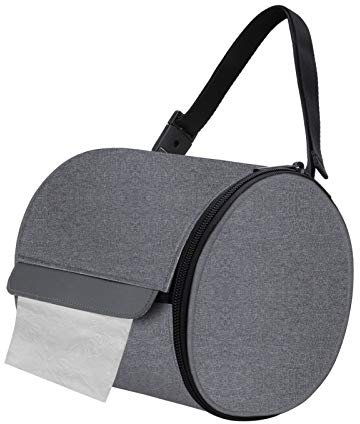 Hanging Toilet Paper Holder Cat Proof Roll Tissue Storage Waterproof and Portable Paper Container with Adjustable Strap Reusable Roll Tissue Organizer for Camping Bathroom Kitchen Travel, Gray