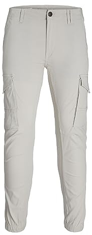 JACK & JONES Cargobyxor för män, slim fit, cargobyxor, LJUSGRÅ, 31