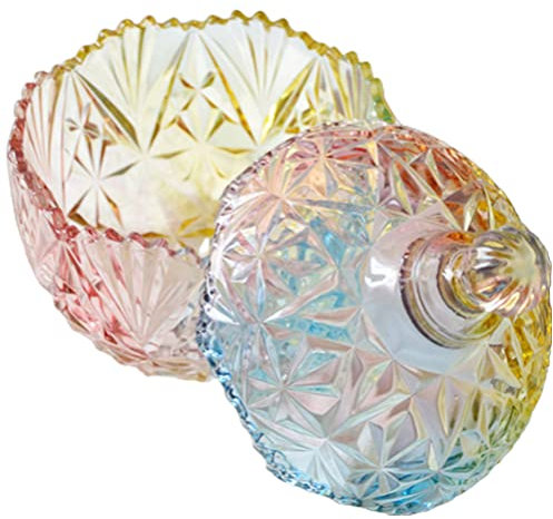Yardwe Bocaux en Verre avec Couvercles Bol De Sucrier en Verre Pot à Biscuits en Verre Plat D'apothicaire en Verre Clair Porte-Bonbons avec Couvercle Pot Sucré Un Verre Nourriture Cristal