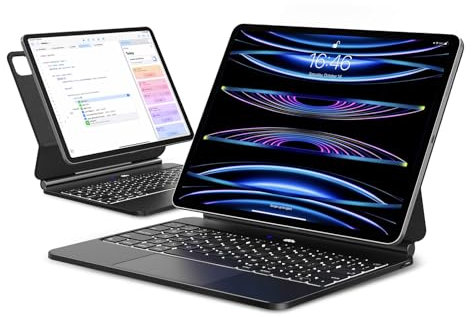APPS2Car Magnetic Keyboard Case for iPad Pro 12.9-inch (6th/5th/4th/3rd Gen) with Floating Stand, Backlit Keyboard & Multi-Touch Trackpad, Slim & Lightweight iPad Case - Black