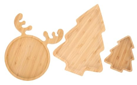 Kichvoe Piatti Albero di Natale Tagliere per in Legno Vassoio da Portata con Renna Vassoio per Antipasti in Legno Piatti A Forma di Albero di Natale Piatto per Sushi 3 Pz