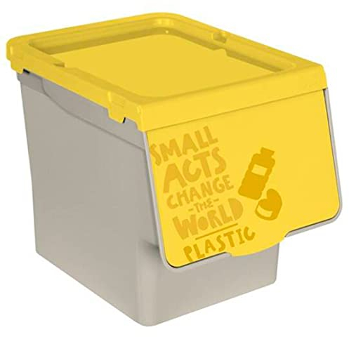 Acan Tradineur - Contenedor apilable, Polipropileno, Cubo de Basura, Caja de Almacenamiento de residuos, fácil Apertura, Reciclaje, Cocina (Plástico, 27 litros, 31,5 x 29,5 x 39,5 cm)