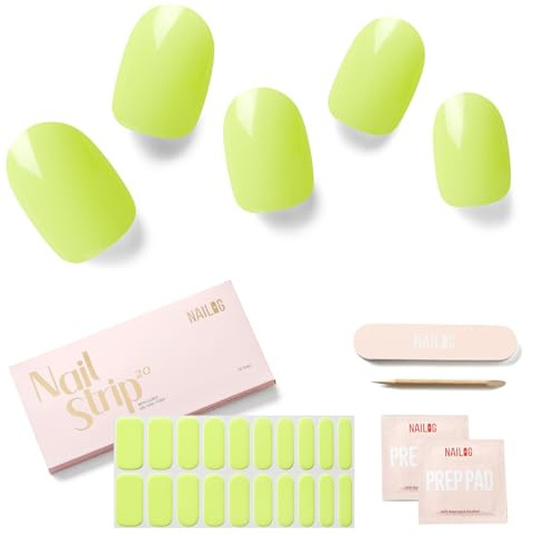 NAILOG Nagelfolie uv härtend - 20 Stück UV Gel Nagelfolie - Nagelsticker Selbstklebend Gel-Nagelstreifen für Maniküre in Salonqualität, Lime Bomb