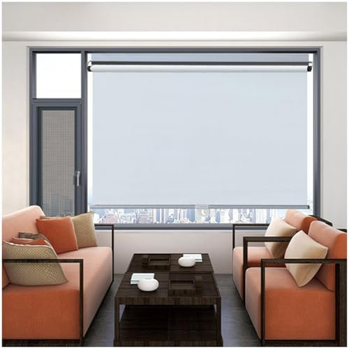 Einziehbarer Sonnenschutzrollos, Verdunkelungsrollos, Fensterrollos Ohne Bohren, Verdunkelungsvorhänge, Thermorollos Jalousien, Seitenzugrollo Klemmrollo,white-100x140cm/39 * 55in