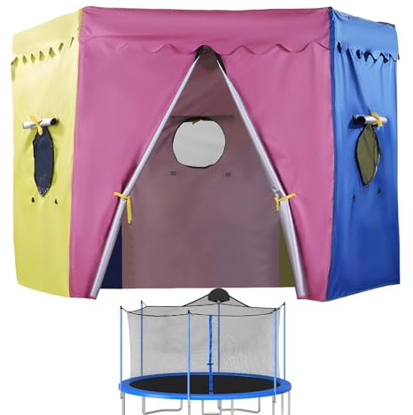Trampolins Zelt Abdeckung - Ø 305cm Trampolin Sonnenschutz Abdeckung mit Atmungsaktiven Netzfenstern - UV-Beständiges & Wasserdichtes Sonnensegel Trampolins Abdeckung Trampolinzubehör