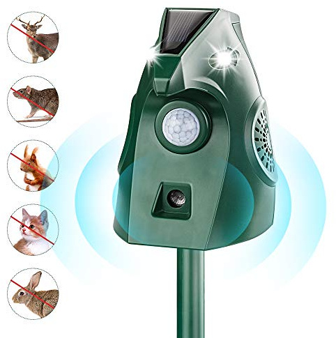 outsweat Répulsif Chat Extérieur, Repulsif Ultrason Chat Solaire Ultrason Anti Chat Chien, Charge de Solaire USB, Répulsif Chat Chien Jardin pour Chats, Oiseaux, Renard, Souris et Rat, Pigeon, Lapin