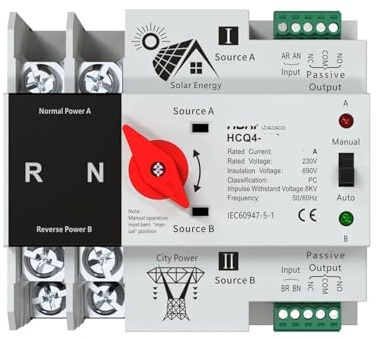 Onduleur photovoltaïque ATS sur rail DIN 2P 3P 4P, double puissance, commutateur de sélection de conversion automatique, énergie solaire photovoltaïque ininterrompue 63A 100A(2P,100A)