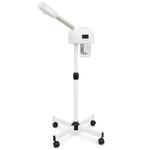 Vapozone Esthétique Professionnel sur Pied Réglable, Vaporisateur Visage Ozone Chaud et Inhalateur Vapeur Ionique, Humidificateur Sauna Facial pour Spa, Salon et Maison, Minuterie 20-30 Min, 750W