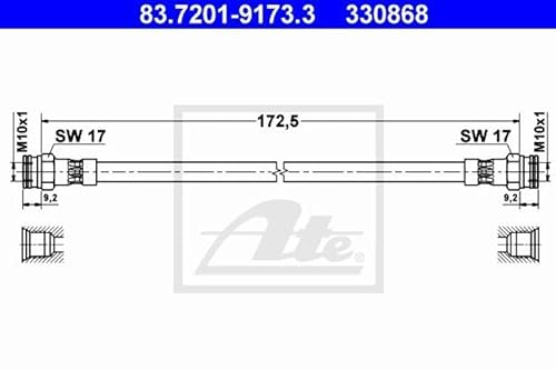 2x ATE Bremsschlauch Bremsleitung Set Hinten