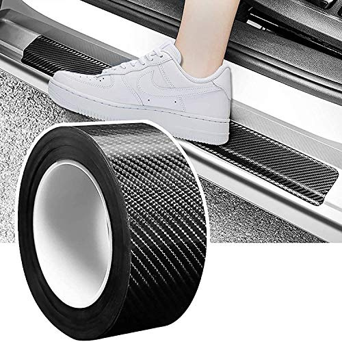 Car Door Sill Protector 5cmx10m Car Sill Bumper Protector Strips Anti Scratch Carbon Fiber Wrap Film for Door Sill, Front and Rear Bumper