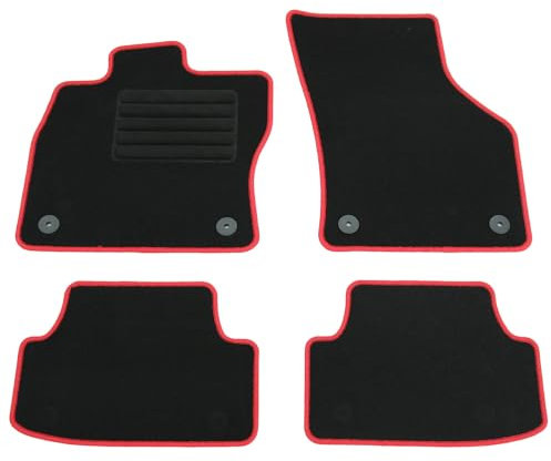 AD Tuning HG14650-ROT Fußmatten Set (4teilig) Schwarz Rot Autoteppiche Matten