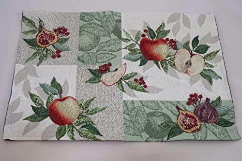 Sander Tischset Platzset Paradise Patch Herbst Apfel Gobelin 32 x 48cm Artikel 64064 Fb. 40 Creme grün rot Feige