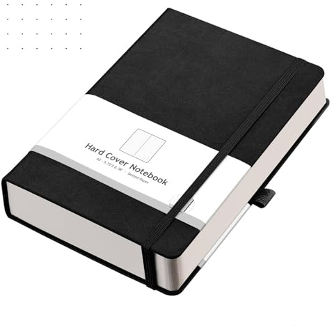 AHGXG Dotted Journal - 320 Numbered Pages Dot Grid Notebook A5 Thick Journal, 100gsm Thick Dotted Paper, Leather Hardcover,Inner Pocket, 5.75'' × 8.38''
