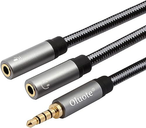 picK-me Cavo Audio Ausiliario Stereo Jack TRRS da 3.5mm Maschio a 2-porte TRS Femmina, TRRS da Maschio a Porta Altoparlanti e Porte per Microfono (5M)