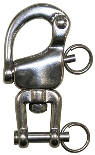 Reinartz Schnappschäkel mit Gabel aus Edelstahl V4A 1 Stück A4 Drehschäkel Rundschäkel D-Schäkel Verbinder Seil Drahtseil