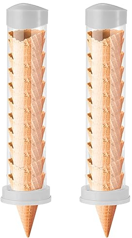 Tioncy 2 Pcs Ice Cream Cone Dispenser Waffle Cones Holder 16'' L x 3'' Dia with 2 Gaskets for Ice Cream Wall Mount