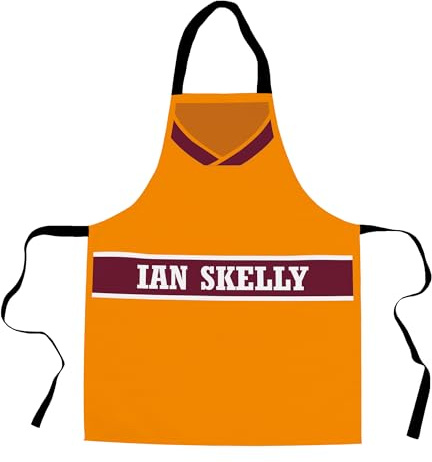 L&S PRINTS BRITISH MADE GIFTS Motherwell 1987 Football Home Shirt Retro Design Apron | Personalised | Football Fan Gift | Showerproof Apron | 80's Football Memorabilia (Unofficial)