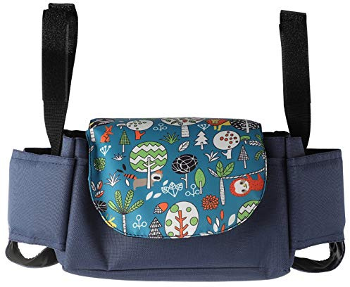 SAFIGLE Kinderwagen Organizer mit Flaschenhalter aus Oxford Gewebe Große Kapazität Hängeaufbewahrung für Babywagen und Unterwegs