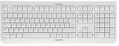 CHERRY KW 3000, Teclado Inalámbrico con Teclado Numérico, Distribución de Teclado Alemán (QWERTZ), Radiofrecuencia de 2,4 GHz, Teclas Silenciosas, Diseño Plano, Funciona con Pilas, Negro