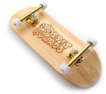 SPITBOARDS 36mm Fingerboard Complete Wood Pro Set-Up (Pre-Assembled, Handcrafted 5-Layers), 36 mm Pro Trucks, CNC Bearing Wheels, Lasered Foam Grip Tape (Lasered Deck Size: 36 x 96 mm), 'Bamboo Wood'