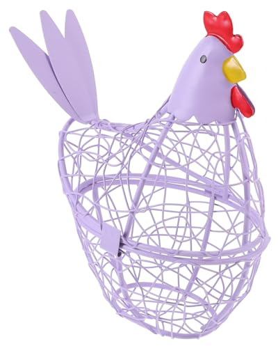 PRETYZOOM Chicken Shaped Decorative Storage Basket Iron Kitchen Organizer for Eggs and Fruits Compact Design for Home and Restaurant Use