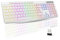 TECURS Tastatur Kabellos Gaming – Leise QWERTZ Beleuchtete Ergonomische wasserdichte 2,4 GHz LED-Keyboard für Windows/Mac/PS4/Xbox mit Multimedia-Tasten Weiß