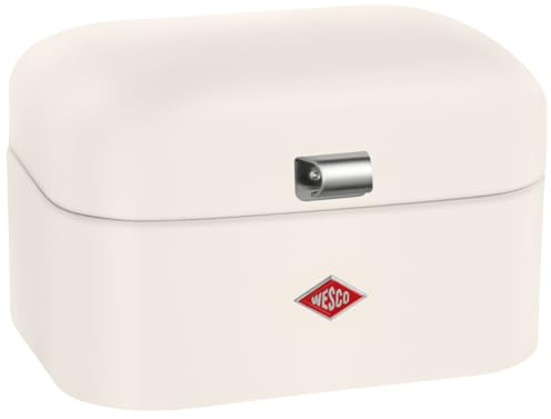 WESCO Single Grandy bread bin in matt sand, powder-coated sheet steel, ventilation holes and sturdy handle