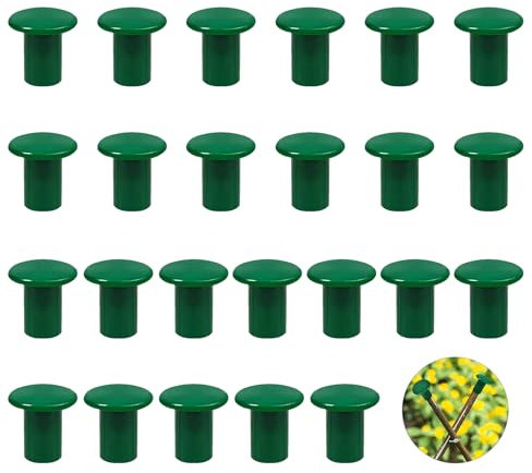 24 Pcs Cane Toppers Caps, Green Rubber Garden Bamboo Cane Topper Protectors for Bamboo Sticks/Canes Plant Supports, Safe and Covers for Gardening, Greenhouses and Outdoor Use, Prevents Injuries (24)